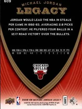 2008-09 Upper Deck Michael Jordan Legacy Collection #609 - Michael Jordan - Chicago Bulls - Back