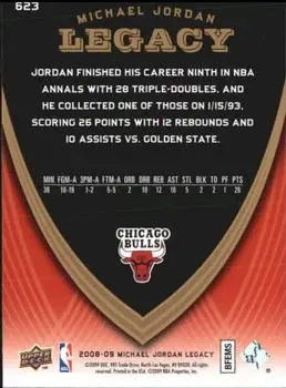 2008-09 Upper Deck Michael Jordan Legacy Collection #623 - Michael Jordan - Chicago Bulls - Back 2008-09 Upper Deck Michael Jordan Legacy Collection #623 - Michael Jordan - Chicago Bulls - Back