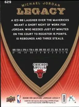 2008-09 Upper Deck Michael Jordan Legacy Collection #629 - Michael Jordan - Chicago Bulls - Back