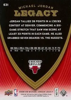 2008-09 Upper Deck Michael Jordan Legacy Collection #631 - Michael Jordan - Chicago Bulls - Back 2008-09 Upper Deck Michael Jordan Legacy Collection #631 - Michael Jordan - Chicago Bulls - Back