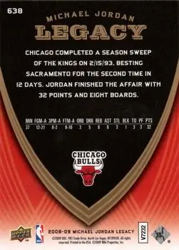 2008-09 Upper Deck Michael Jordan Legacy Collection #638 - Michael Jordan - Chicago Bulls - Back 2008-09 Upper Deck Michael Jordan Legacy Collection #638 - Michael Jordan - Chicago Bulls - Back
