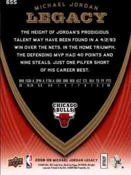 2008-09 Upper Deck Michael Jordan Legacy Collection #655 - Michael Jordan - Chicago Bulls - Back