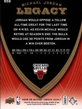 2008-09 Upper Deck Michael Jordan Legacy Collection #656 - Michael Jordan - Chicago Bulls - Back