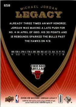 2008-09 Upper Deck Michael Jordan Legacy Collection #658 - Michael Jordan - Chicago Bulls - Back