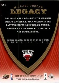2008-09 Upper Deck Michael Jordan Legacy Collection #667 - Michael Jordan - Chicago Bulls - Back
