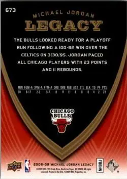 2008-09 Upper Deck Michael Jordan Legacy Collection #673 - Michael Jordan - Chicago Bulls - Back