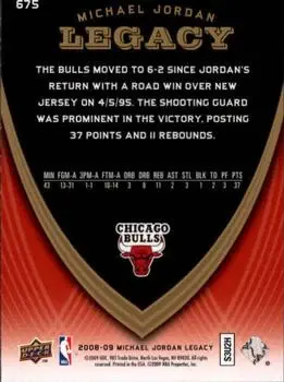 2008-09 Upper Deck Michael Jordan Legacy Collection #675 - Michael Jordan - Chicago Bulls - Back