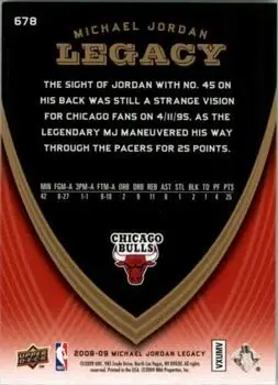2008-09 Upper Deck Michael Jordan Legacy Collection #678 - Michael Jordan - Chicago Bulls - Back