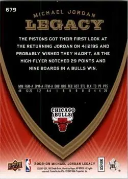 2008-09 Upper Deck Michael Jordan Legacy Collection #679 - Michael Jordan - Chicago Bulls - Back