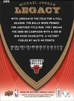 2008-09 Upper Deck Michael Jordan Legacy Collection #685 - Michael Jordan - Chicago Bulls - Back