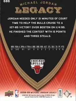 2008-09 Upper Deck Michael Jordan Legacy Collection #686 - Michael Jordan - Chicago Bulls - Back