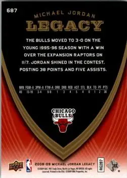 2008-09 Upper Deck Michael Jordan Legacy Collection #687 - Michael Jordan - Chicago Bulls - Back