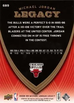 2008-09 Upper Deck Michael Jordan Legacy Collection #689 - Michael Jordan - Chicago Bulls - Back 2008-09 Upper Deck Michael Jordan Legacy Collection #689 - Michael Jordan - Chicago Bulls - Back