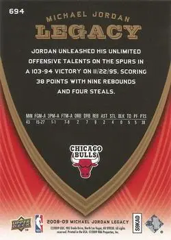 2008-09 Upper Deck Michael Jordan Legacy Collection #694 - Michael Jordan - Chicago Bulls - Back