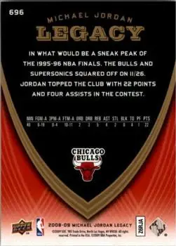 2008-09 Upper Deck Michael Jordan Legacy Collection #696 - Michael Jordan - Chicago Bulls - Back 2008-09 Upper Deck Michael Jordan Legacy Collection #696 - Michael Jordan - Chicago Bulls - Back