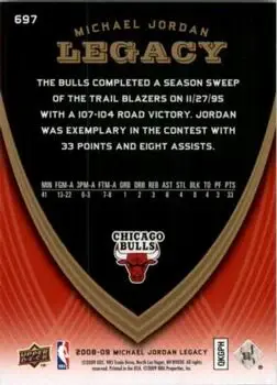 2008-09 Upper Deck Michael Jordan Legacy Collection #697 - Michael Jordan - Chicago Bulls - Back 2008-09 Upper Deck Michael Jordan Legacy Collection #697 - Michael Jordan - Chicago Bulls - Back