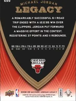 2008-09 Upper Deck Michael Jordan Legacy Collection #699 - Michael Jordan - Chicago Bulls - Back