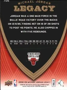 2008-09 Upper Deck Michael Jordan Legacy Collection #702 - Michael Jordan - Chicago Bulls - Back