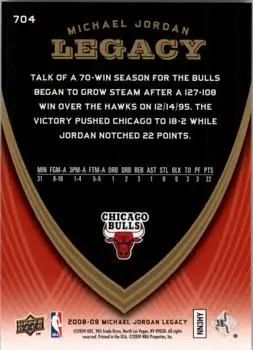 2008-09 Upper Deck Michael Jordan Legacy Collection #704 - Michael Jordan - Chicago Bulls - Back