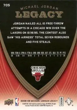 2008-09 Upper Deck Michael Jordan Legacy Collection #705 - Michael Jordan - Chicago Bulls - Back