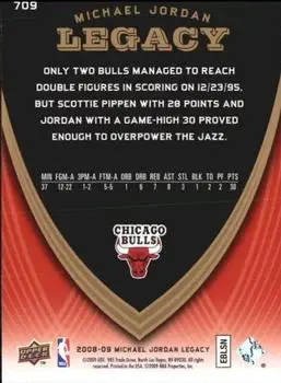 2008-09 Upper Deck Michael Jordan Legacy Collection #709 - Michael Jordan - Chicago Bulls - Back