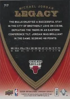 2008-09 Upper Deck Michael Jordan Legacy Collection #717 - Michael Jordan - Chicago Bulls - Back 2008-09 Upper Deck Michael Jordan Legacy Collection #717 - Michael Jordan - Chicago Bulls - Back