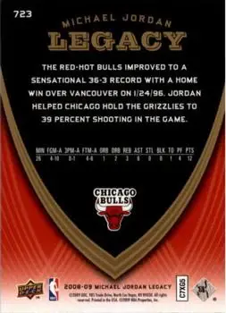 2008-09 Upper Deck Michael Jordan Legacy Collection #723 - Michael Jordan - Chicago Bulls - Back