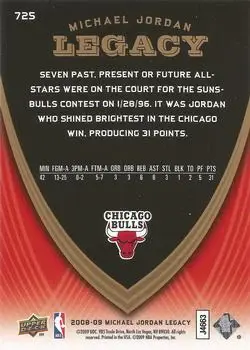2008-09 Upper Deck Michael Jordan Legacy Collection #725 - Michael Jordan - Chicago Bulls - Back