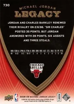 2008-09 Upper Deck Michael Jordan Legacy Collection #730 - Michael Jordan - Chicago Bulls - Back 2008-09 Upper Deck Michael Jordan Legacy Collection #730 - Michael Jordan - Chicago Bulls - Back