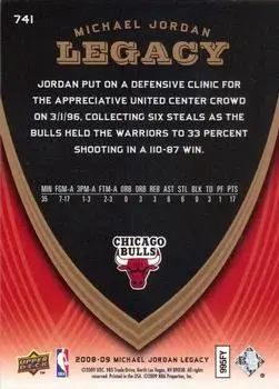 2008-09 Upper Deck Michael Jordan Legacy Collection #741 - Michael Jordan - Chicago Bulls - Back