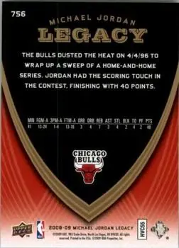 2008-09 Upper Deck Michael Jordan Legacy Collection #756 - Michael Jordan - Chicago Bulls - Back