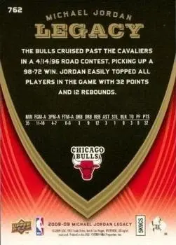 2008-09 Upper Deck Michael Jordan Legacy Collection #762 - Michael Jordan - Chicago Bulls - Back