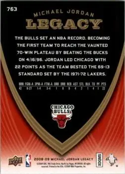 2008-09 Upper Deck Michael Jordan Legacy Collection #763 - Michael Jordan - Chicago Bulls - Back