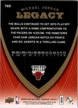 2008-09 Upper Deck Michael Jordan Legacy Collection #765 - Michael Jordan - Chicago Bulls - Back