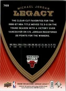 2008-09 Upper Deck Michael Jordan Legacy Collection #769 - Michael Jordan - Chicago Bulls - Back