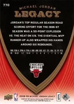 2008-09 Upper Deck Michael Jordan Legacy Collection #770 - Michael Jordan - Chicago Bulls - Back 2008-09 Upper Deck Michael Jordan Legacy Collection #770 - Michael Jordan - Chicago Bulls - Back