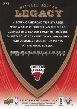 2008-09 Upper Deck Michael Jordan Legacy Collection #777 - Michael Jordan - Chicago Bulls - Back