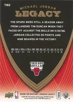 2008-09 Upper Deck Michael Jordan Legacy Collection #782 - Michael Jordan - Chicago Bulls - Back