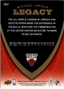 2008-09 Upper Deck Michael Jordan Legacy Collection #787 - Michael Jordan - Chicago Bulls - Back