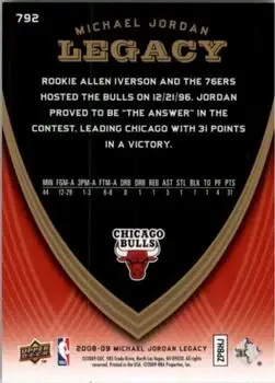 2008-09 Upper Deck Michael Jordan Legacy Collection #792 - Michael Jordan - Chicago Bulls - Back
