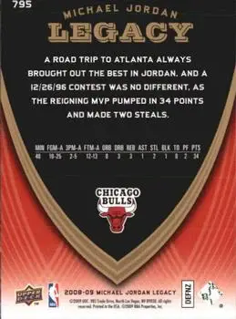 2008-09 Upper Deck Michael Jordan Legacy Collection #795 - Michael Jordan - Chicago Bulls - Back