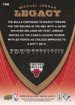 2008-09 Upper Deck Michael Jordan Legacy Collection #798 - Michael Jordan - Chicago Bulls - Back