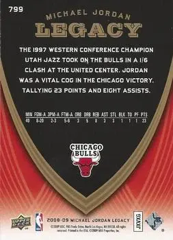 2008-09 Upper Deck Michael Jordan Legacy Collection #799 - Michael Jordan - Chicago Bulls - Back 2008-09 Upper Deck Michael Jordan Legacy Collection #799 - Michael Jordan - Chicago Bulls - Back