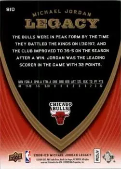 2008-09 Upper Deck Michael Jordan Legacy Collection #810 - Michael Jordan - Chicago Bulls - Back