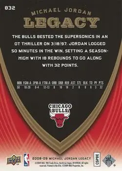 2008-09 Upper Deck Michael Jordan Legacy Collection #832 - Michael Jordan - Chicago Bulls - Back