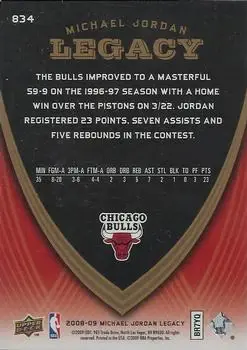 2008-09 Upper Deck Michael Jordan Legacy Collection #834 - Michael Jordan - Chicago Bulls - Back