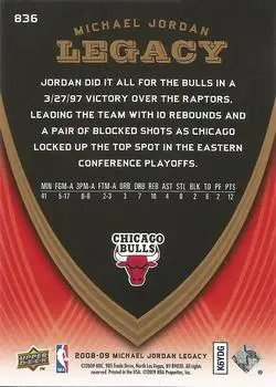 2008-09 Upper Deck Michael Jordan Legacy Collection #836 - Michael Jordan - Chicago Bulls - Back