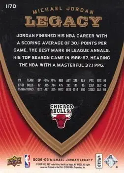 2008-09 Upper Deck Michael Jordan Legacy Collection #1170 - Michael Jordan - Chicago Bulls - Back 2008-09 Upper Deck Michael Jordan Legacy Collection #1170 - Michael Jordan - Chicago Bulls - Back