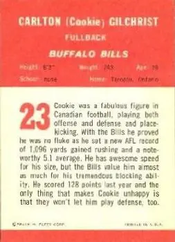 1963 Fleer #23 - Cookie Gilchrist - Buffalo Bills