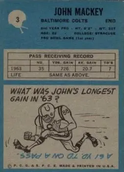 1964 Philadelphia #3 - John Mackey - Baltimore Colts - Back